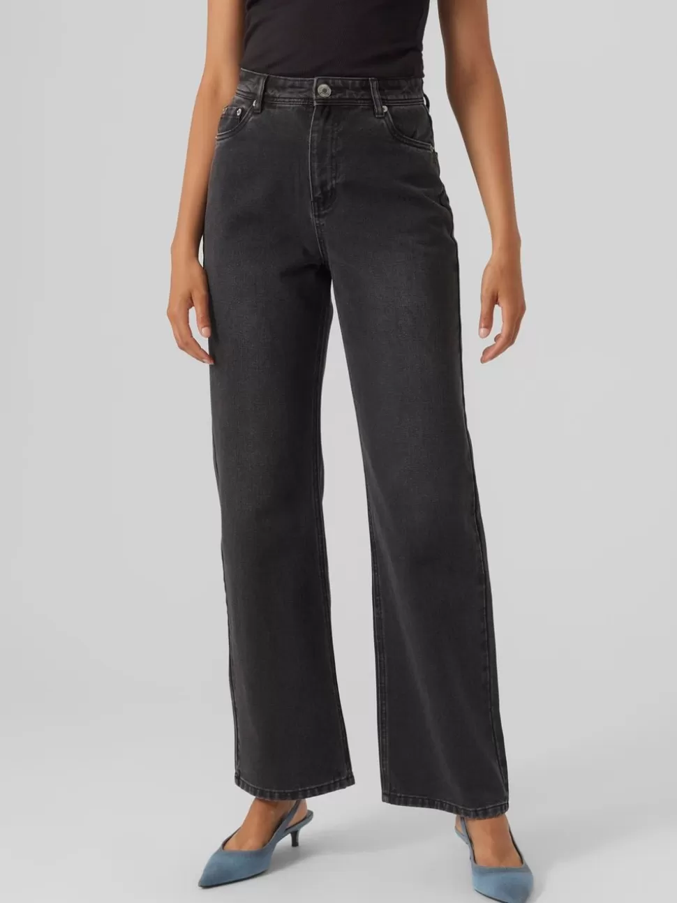Jeans | Basics^VERO MODA VMRACHEL Hög Midja Vid Passform Jeans Black Denim