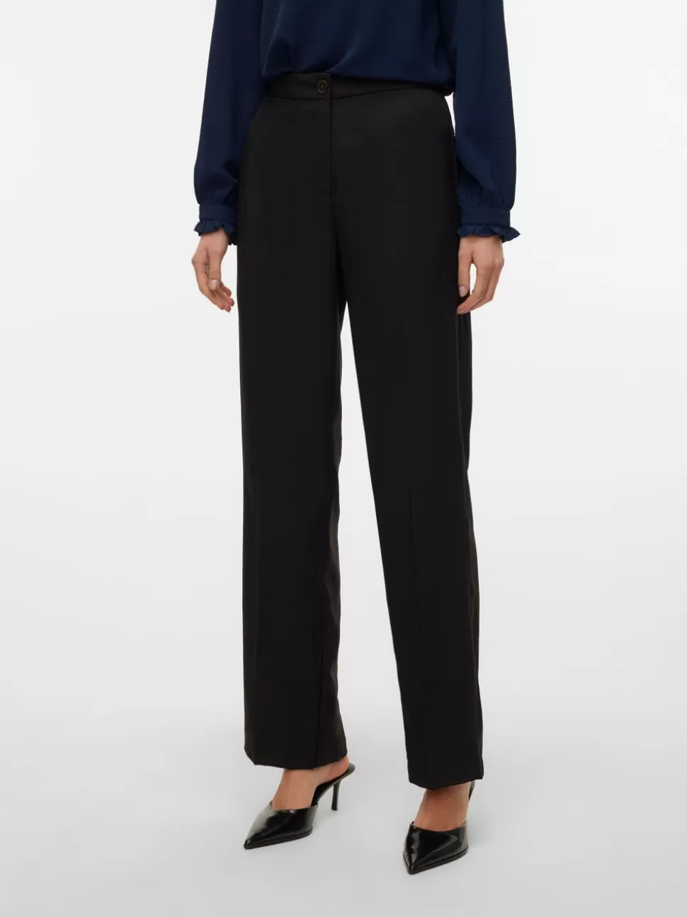 Byxor | Basics^VERO MODA VMRITA Medelhög Midja Byxor Black