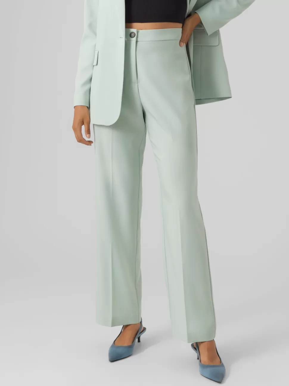 Byxor | Basics^VERO MODA VMRITA Medelhög Midja Byxor Silt Green