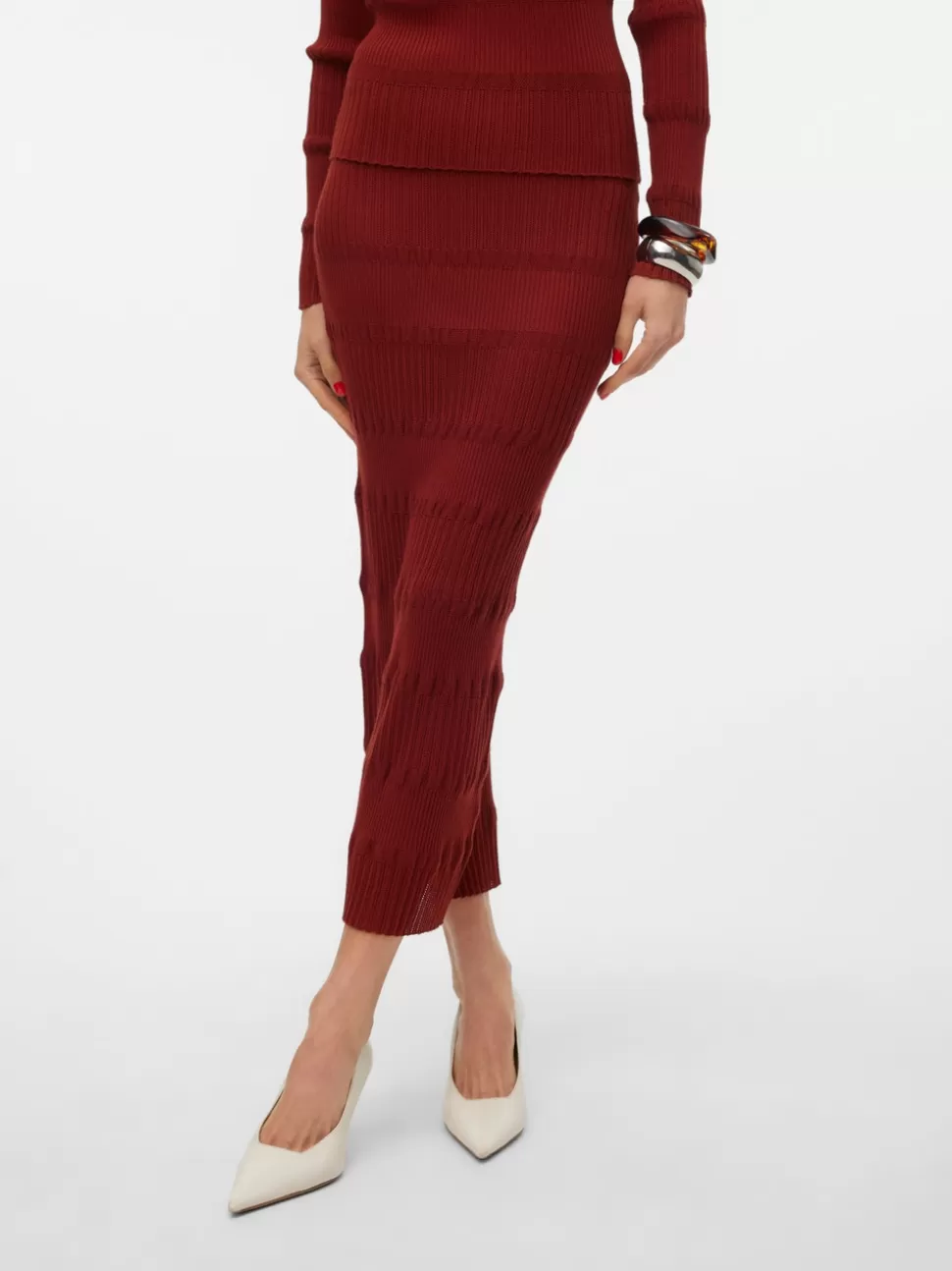 Kjolar^VERO MODA VMROMANE Medelhög Midja Lång Kjol Fired Brick