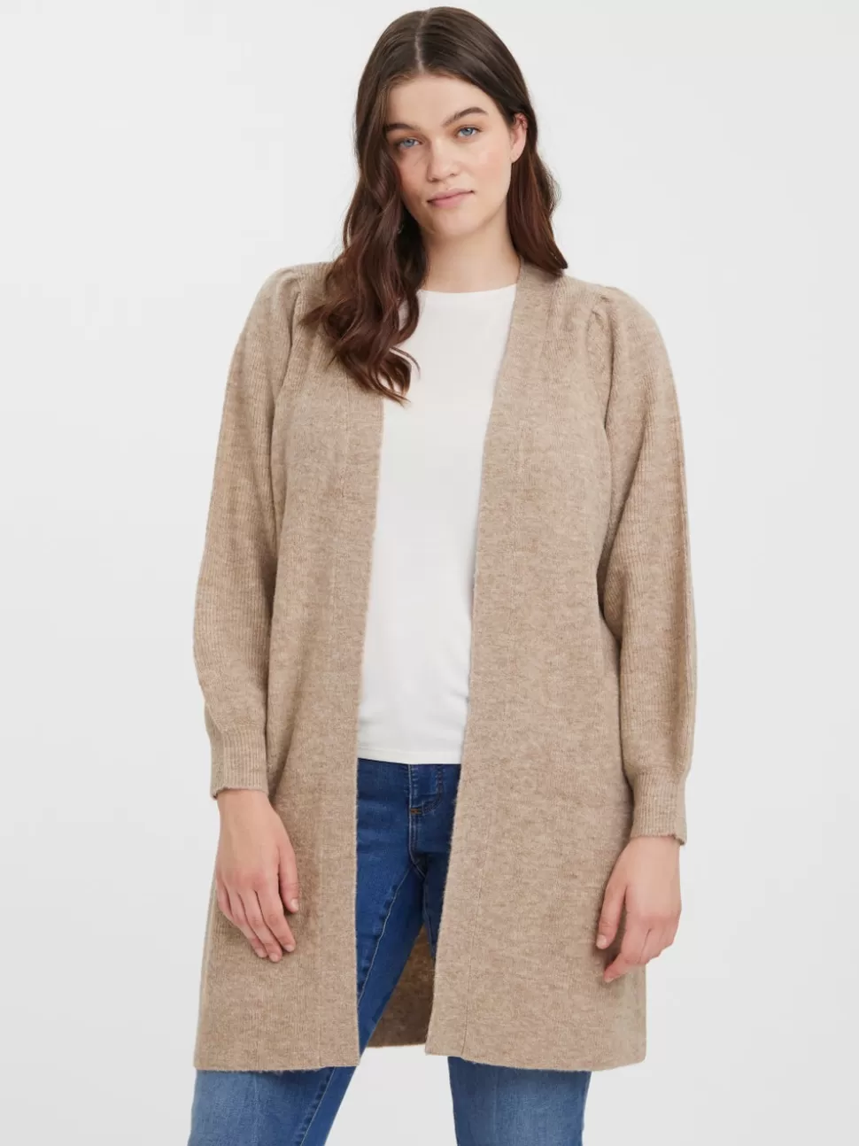 Stickat^VERO MODA VMRUBELLEFILE Stickad Kofta Silver Mink