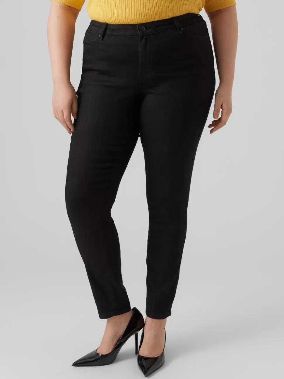 Jeans^VERO MODA VMRUDY Medelhög Midja Slim Fit Jeans Black