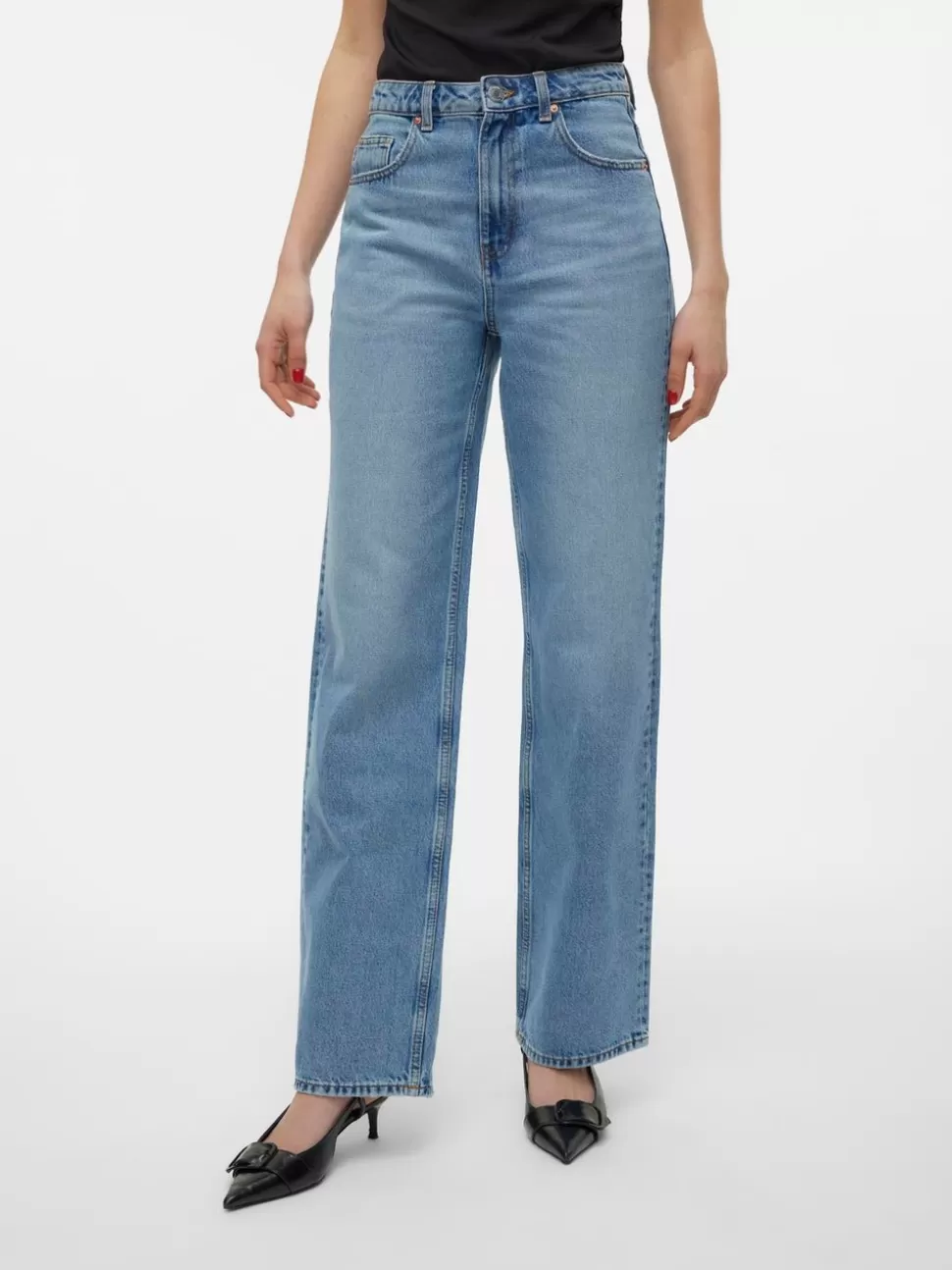Jeans^VERO MODA VMRYLEE Hög Midja Rak Passform Jeans Medium Blue Denim