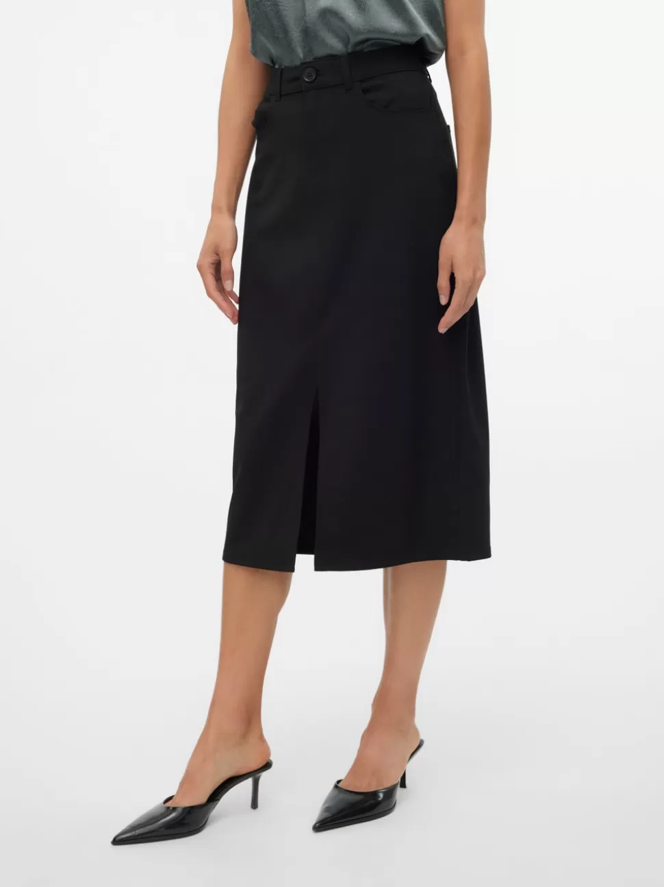 Kjolar^VERO MODA VMSASIE Hög Midja Lång Kjol Black