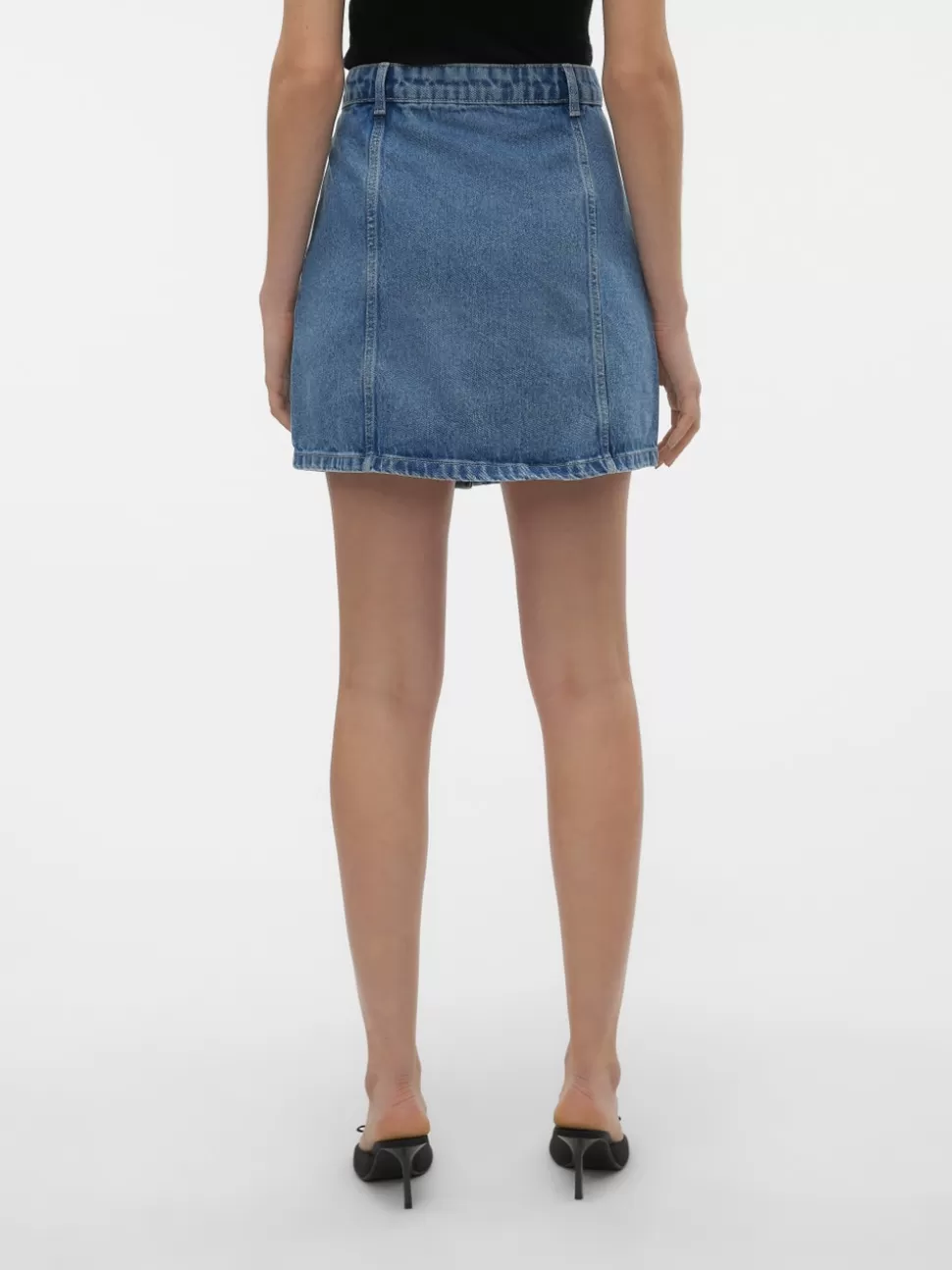 Kjolar^VERO MODA VMSASJO Medelhög Midja Kort Kjol Medium Blue Denim