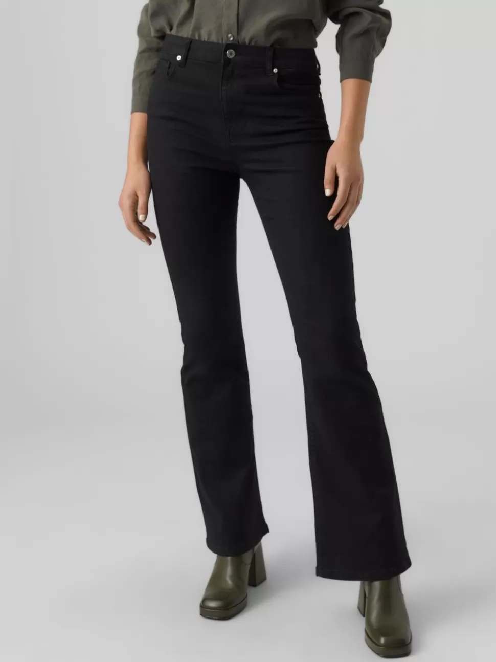Jeans | Basics^VERO MODA VMSELINA Hög Midja Utsvängd Passform Jeans Black Denim
