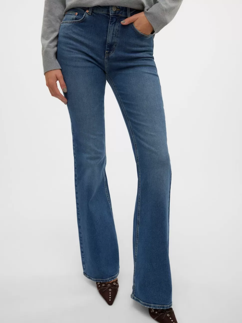 Jeans^VERO MODA VMSELINA Hög Midja Utsvängd Passform Jeans Medium Blue Denim