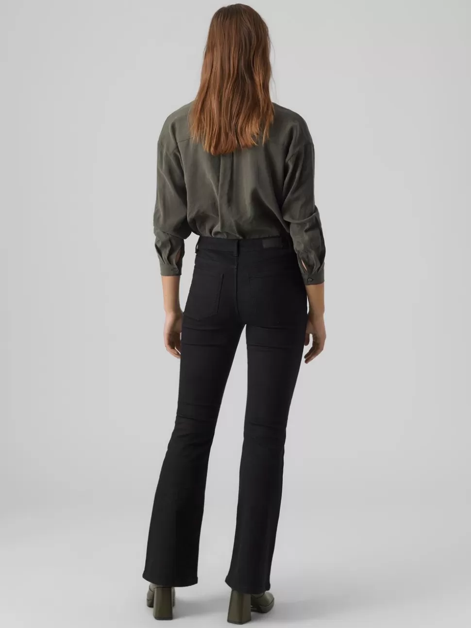Jeans | Basics^VERO MODA VMSELINA Hög Midja Utsvängd Passform Jeans Black Denim