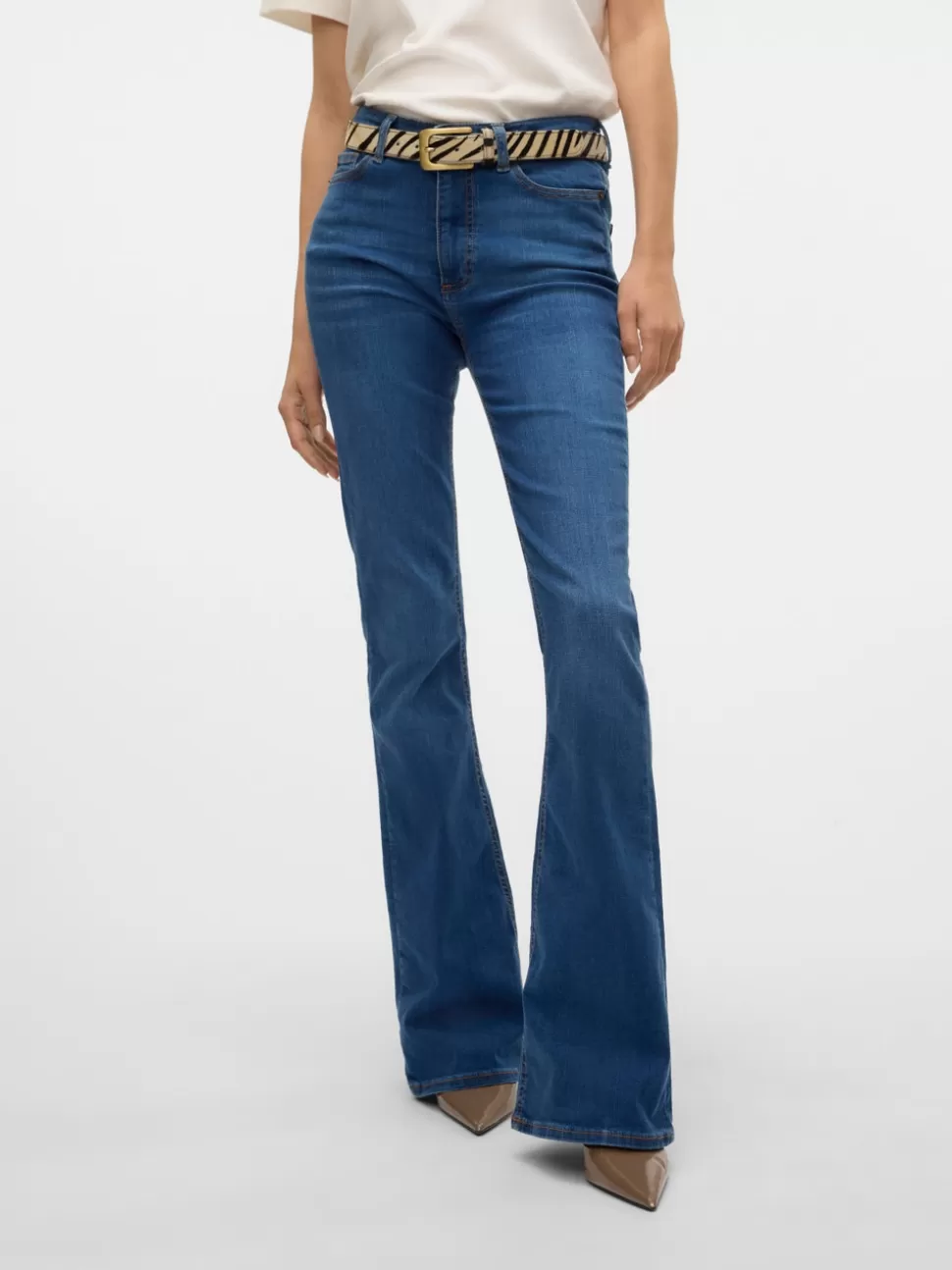 Jeans^VERO MODA VMSIGA Hög Midja Utsvängd Passform Jeans Medium Blue Denim