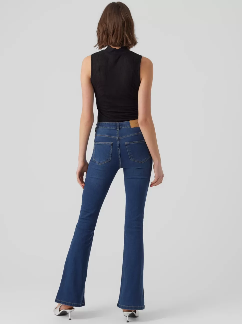 Jeans^VERO MODA VMSIGA Hög Midja Utsvängd Passform Jeans Dark Blue Denim