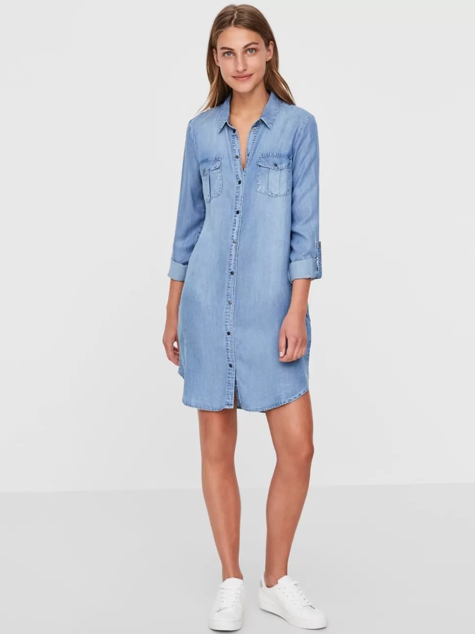 Klänningar | Basics^VERO MODA VMSIGGA Kort Klänning Light Blue Denim