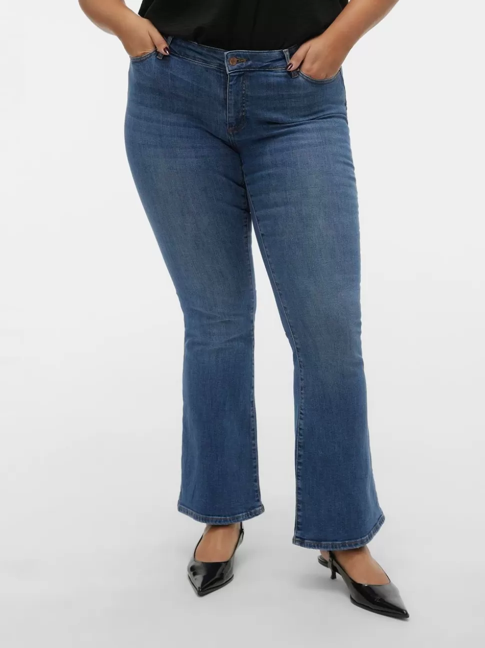 Jeans^VERO MODA VMSIGI Låg Midja Utsvängd Passform Jeans Medium Blue Denim