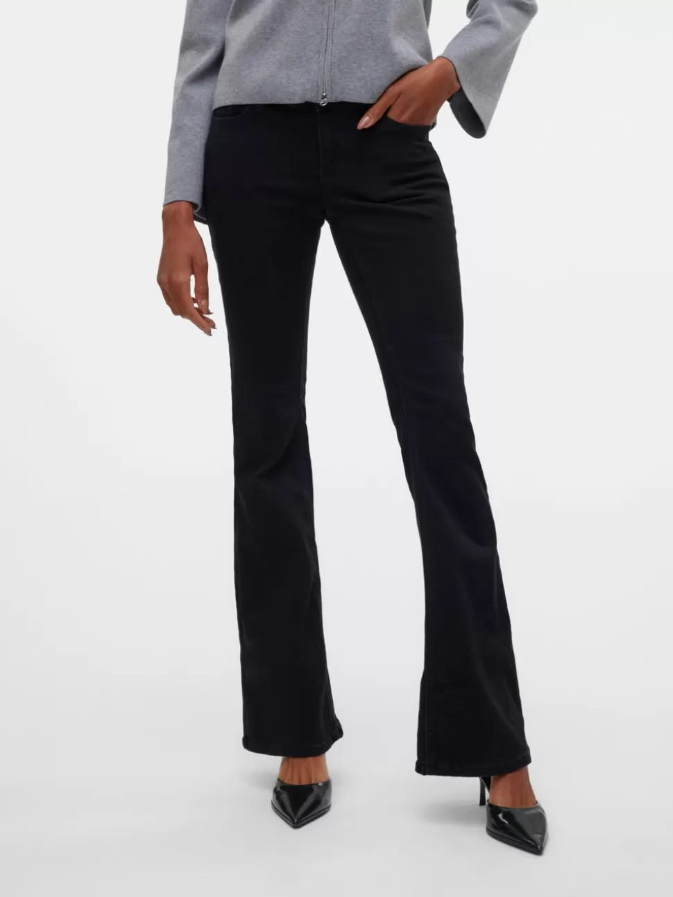 Jeans^VERO MODA VMSIGI Låg Midja Utsvängd Passform Jeans Black Denim