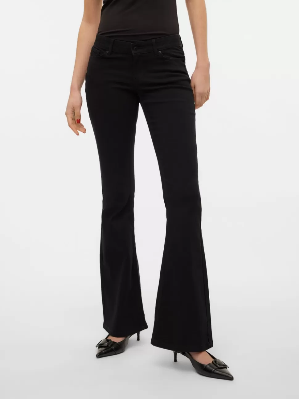 Jeans | Hemmakläder^VERO MODA VMSIGI Låg Midja Utsvängd Passform Jeans Black Denim