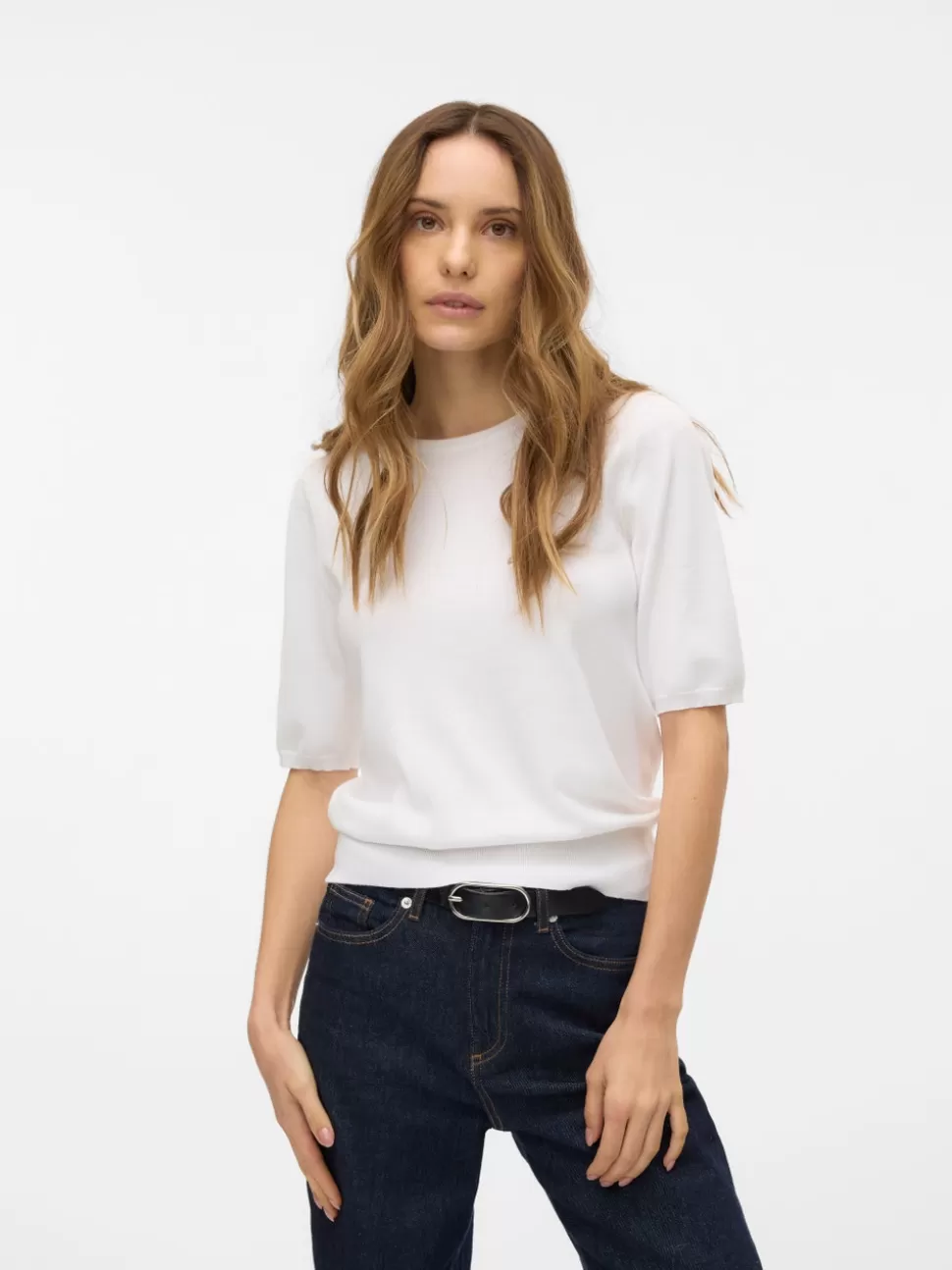 Stickat^VERO MODA VMSILJE Pullover Bright White