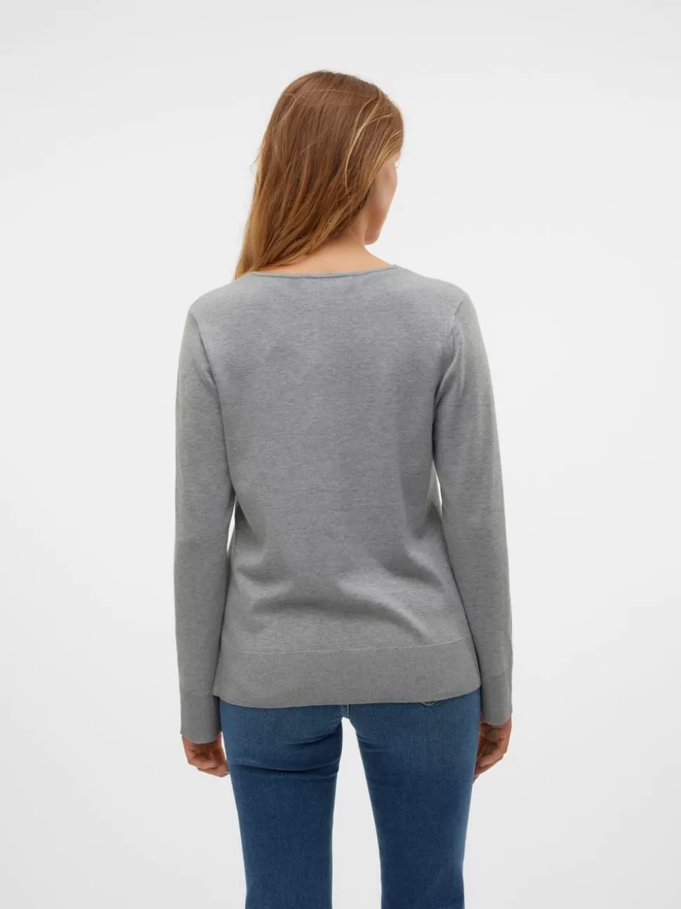 Stickat^VERO MODA VMSILJE Pullover Medium Grey Melange