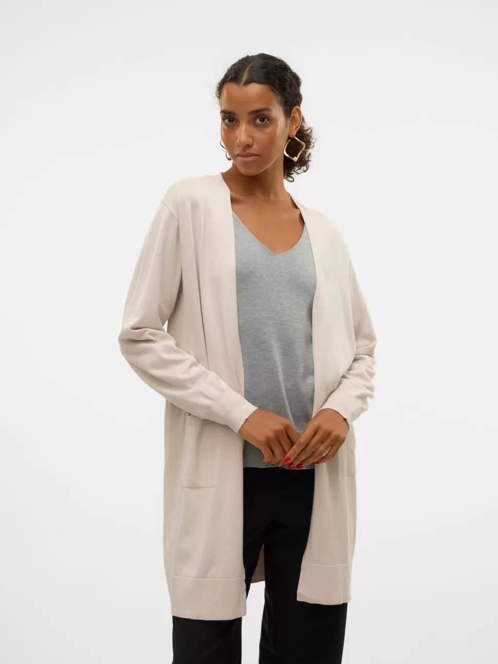 Stickat^VERO MODA VMSILJE Stickad Kofta Moonbeam