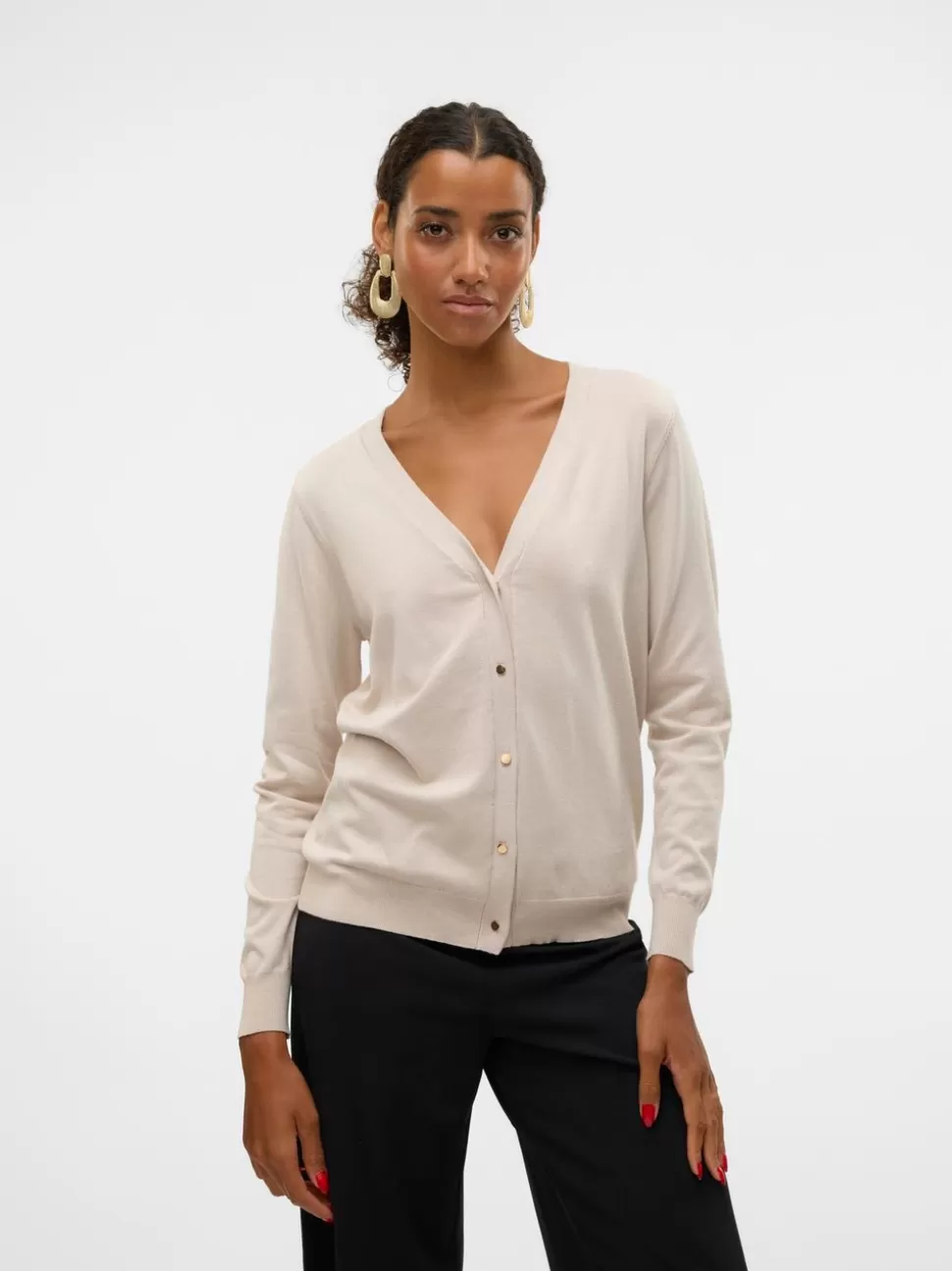 Stickat^VERO MODA VMSILJE Stickad Kofta Moonbeam