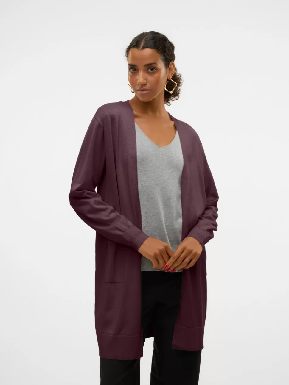 Stickat^VERO MODA VMSILJE Stickad Kofta Winetasting