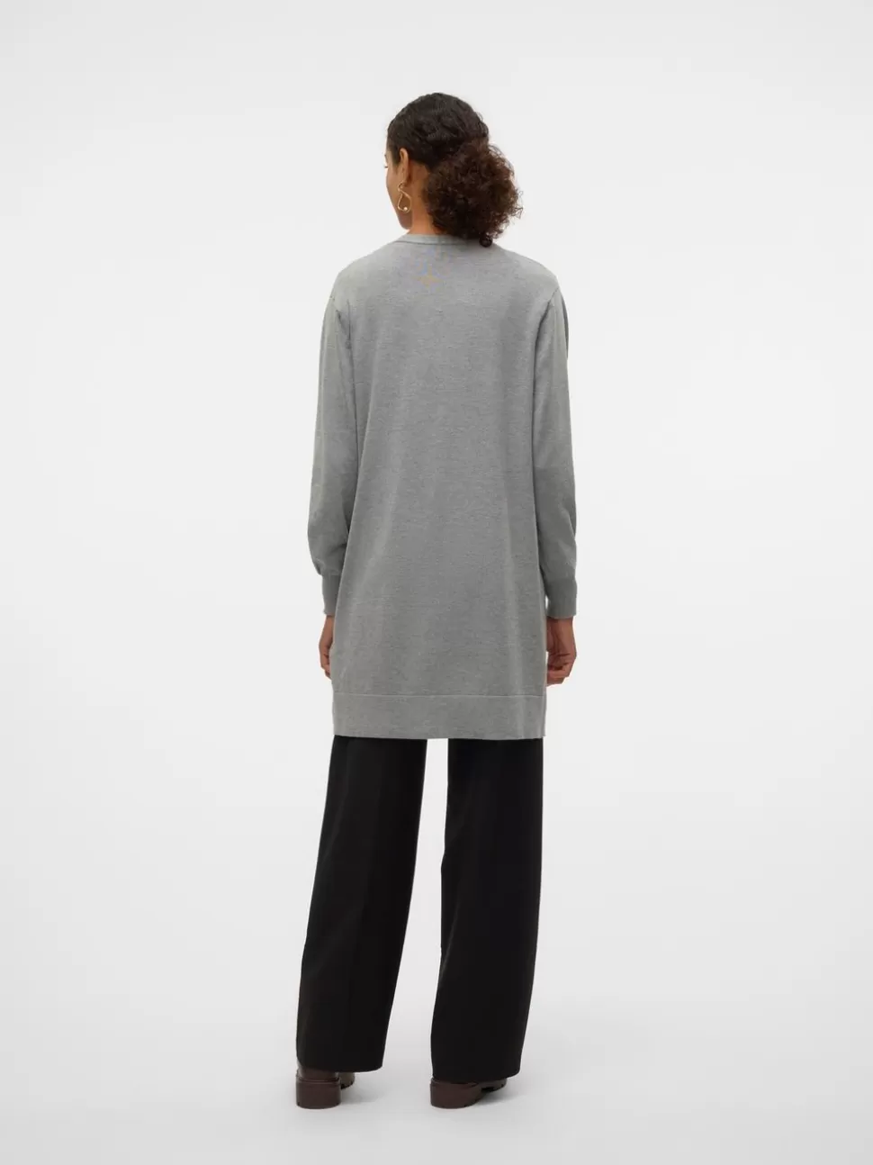 Stickat^VERO MODA VMSILJE Stickad Kofta Medium Grey Melange