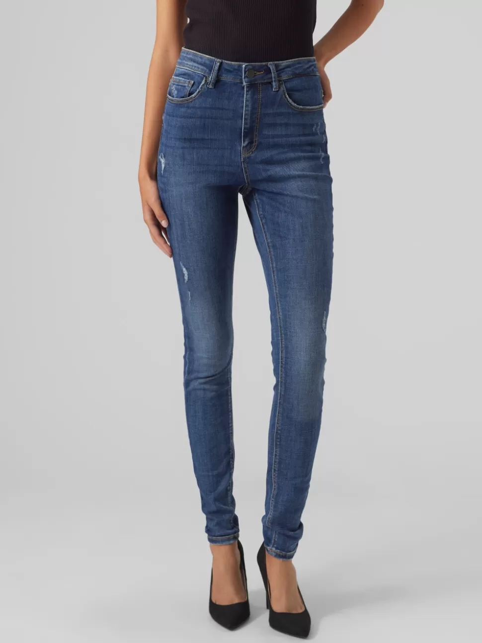 Jeans^VERO MODA VMSOPHIA Hög Midja Skinny Fit Jeans Dark Blue Denim