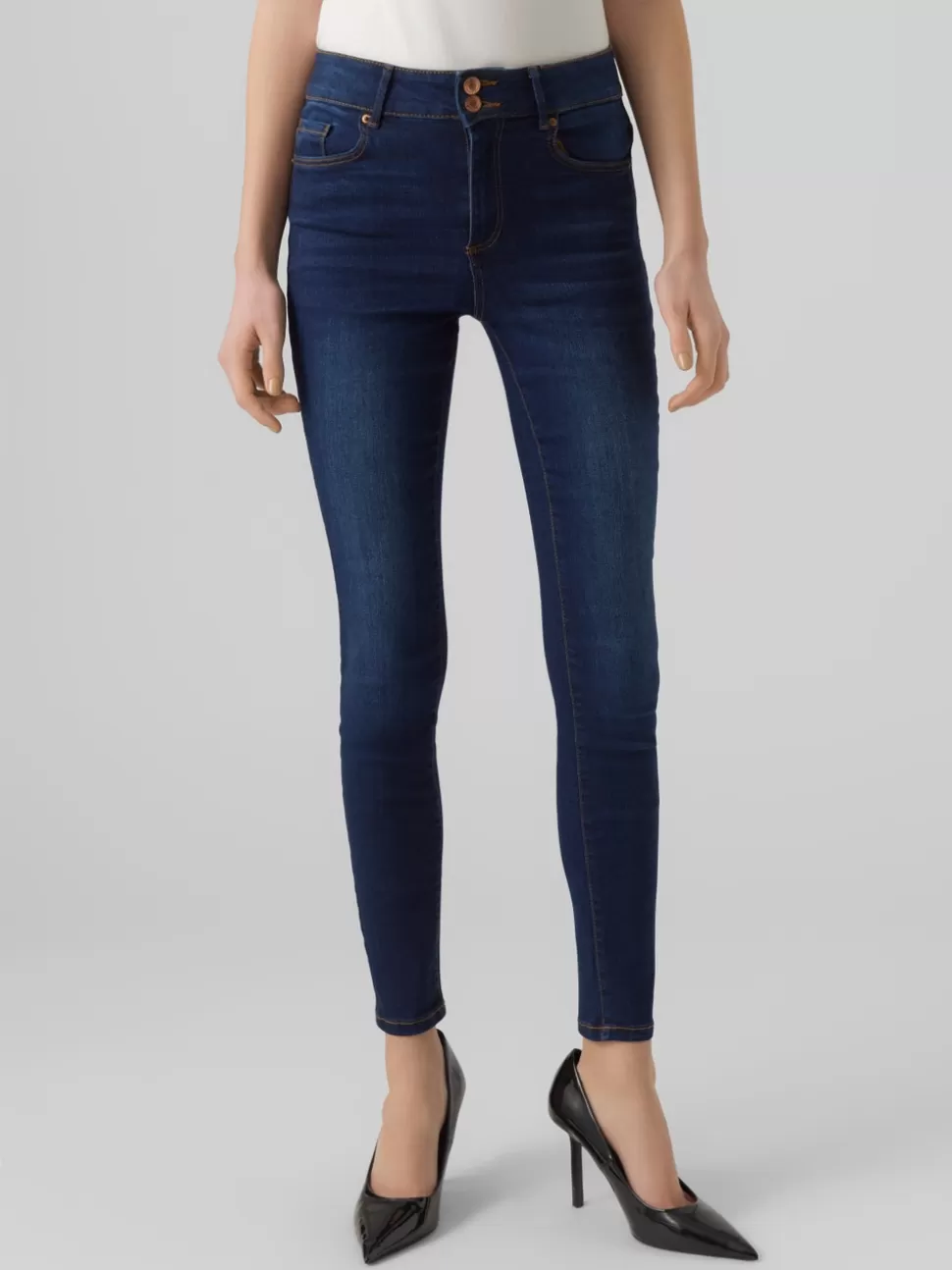 Jeans^VERO MODA VMSOPHIA Hög Midja Skinny Fit Jeans Dark Blue Denim