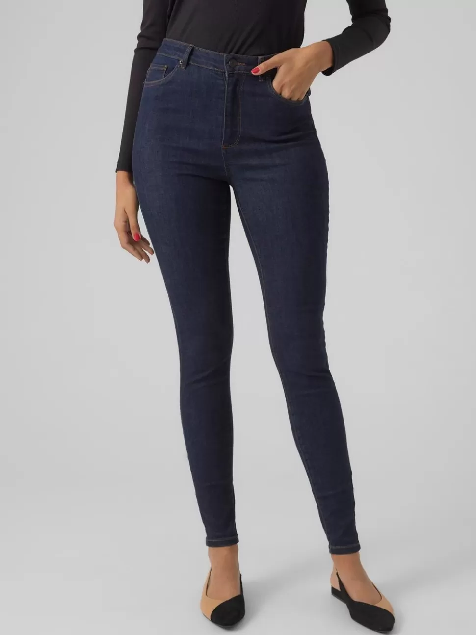 Jeans^VERO MODA VMSOPHIA Hög Midja Skinny Fit Jeans Dark Blue Denim