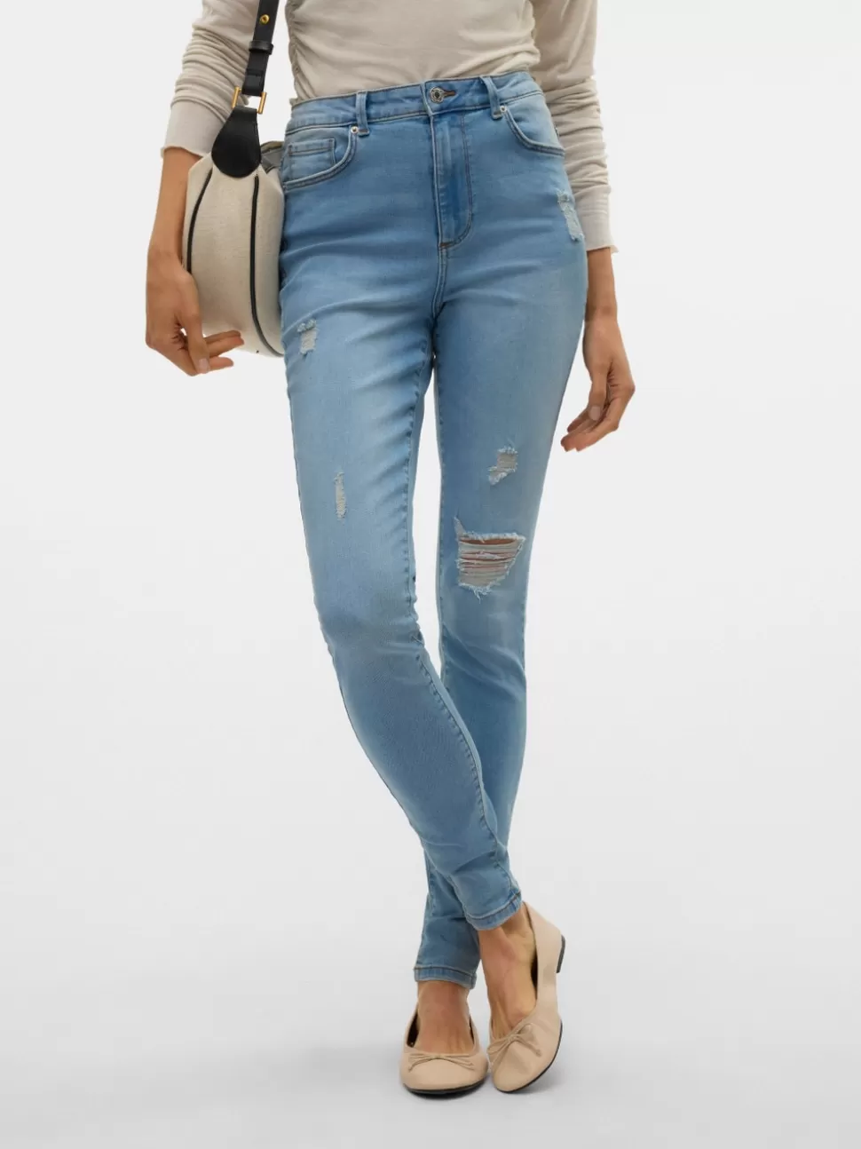Jeans^VERO MODA VMSOPHIA Hög Midja Skinny Fit Jeans Light Blue Denim