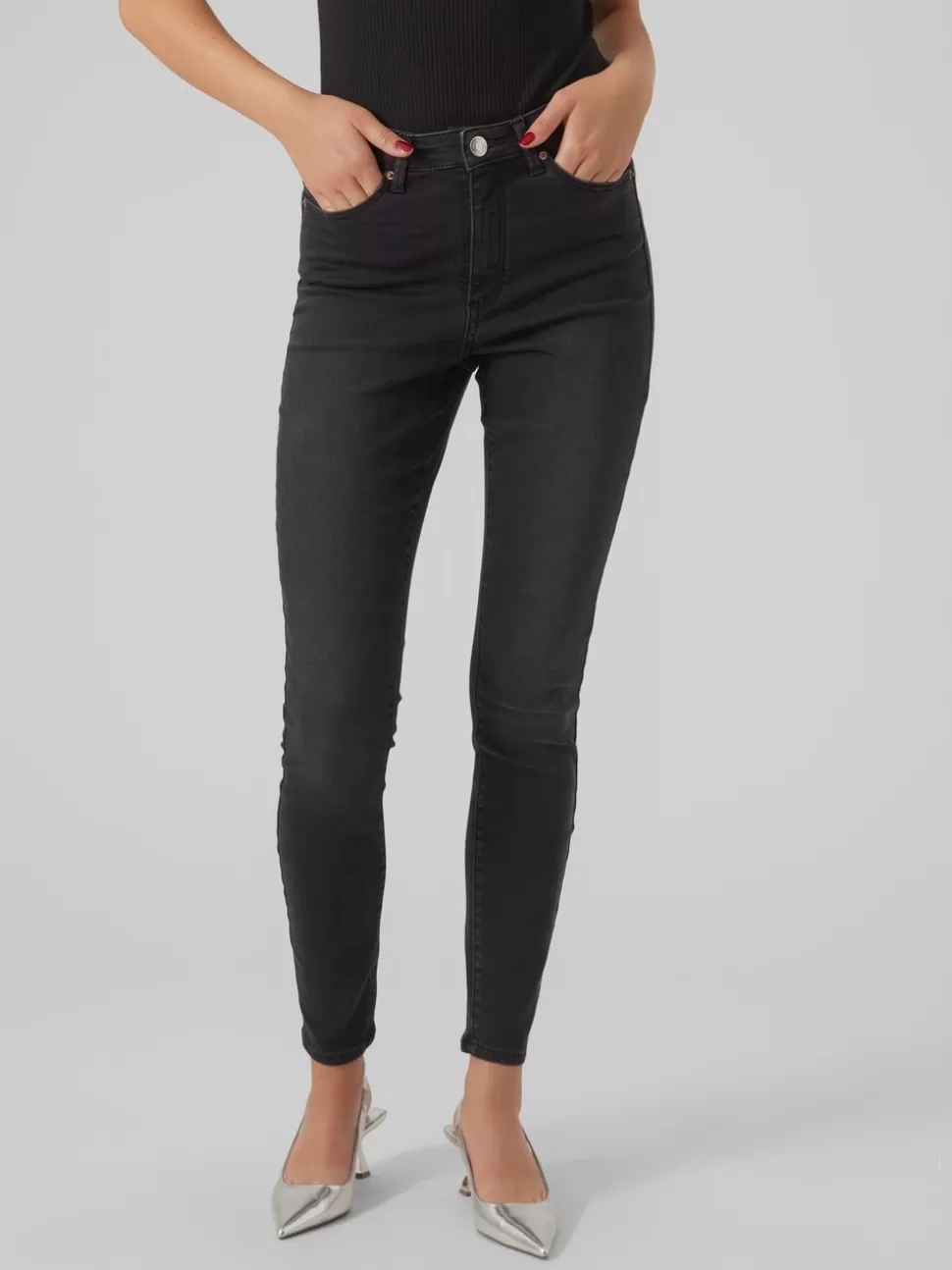 Jeans^VERO MODA VMSOPHIA Hög Midja Skinny Fit Jeans Black Denim