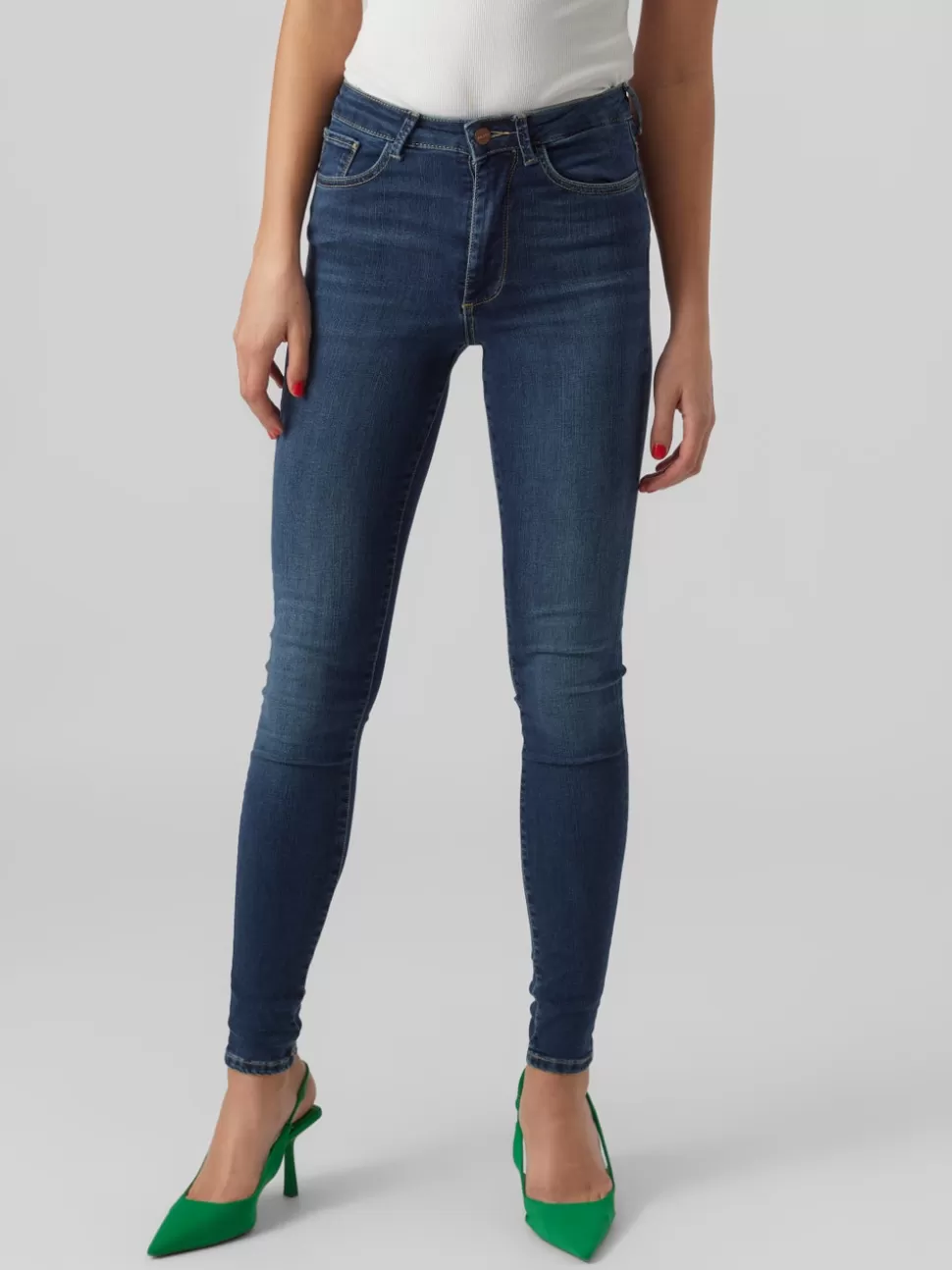 Jeans^VERO MODA VMSOPHIA Hög Midja Skinny Fit Jeans Dark Blue Denim