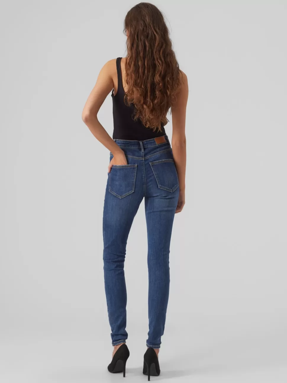 Jeans^VERO MODA VMSOPHIA Hög Midja Skinny Fit Jeans Dark Blue Denim