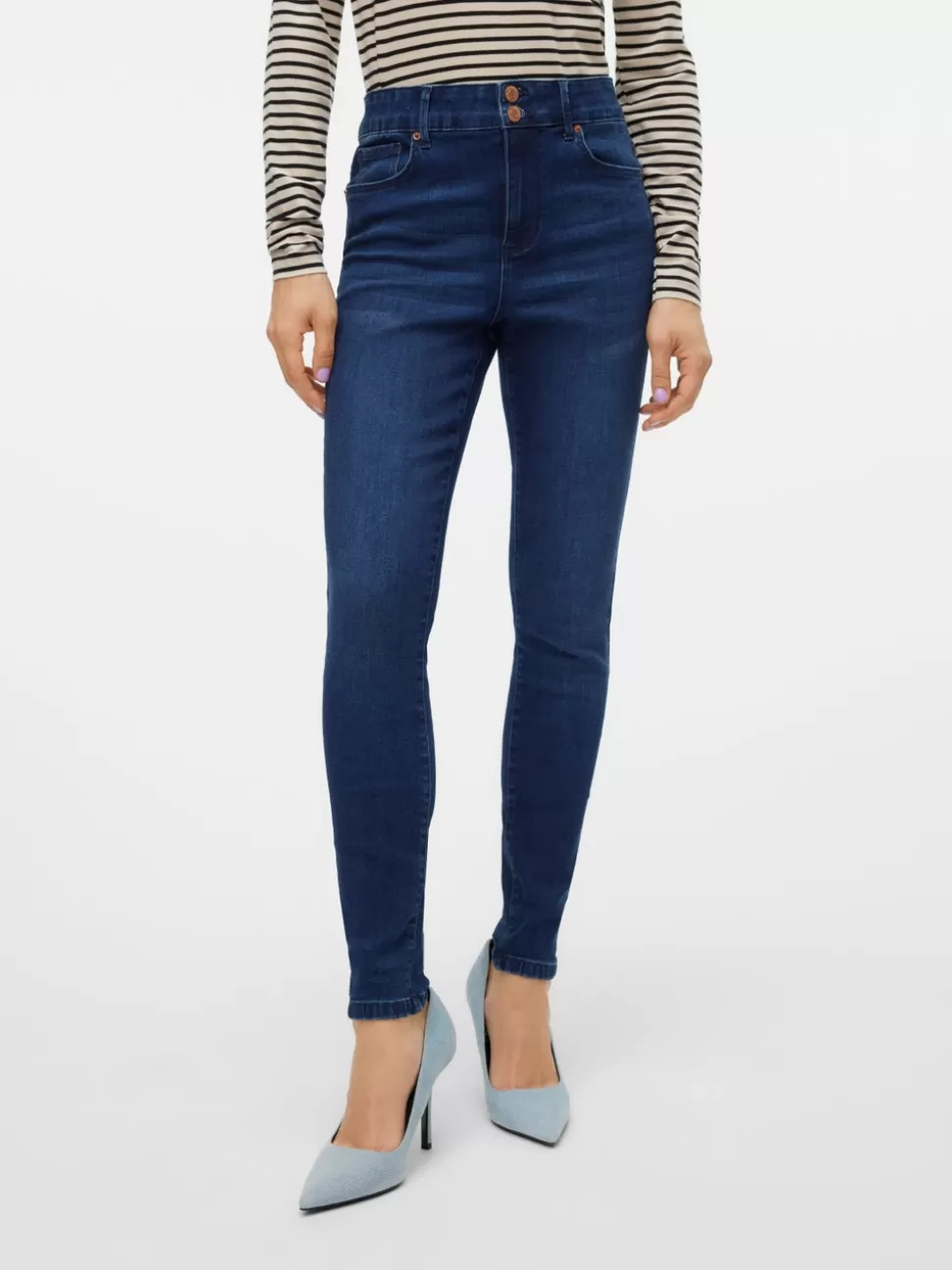 Jeans^VERO MODA VMSOPHIA Hög Midja Slim Fit Jeans Dark Blue Denim