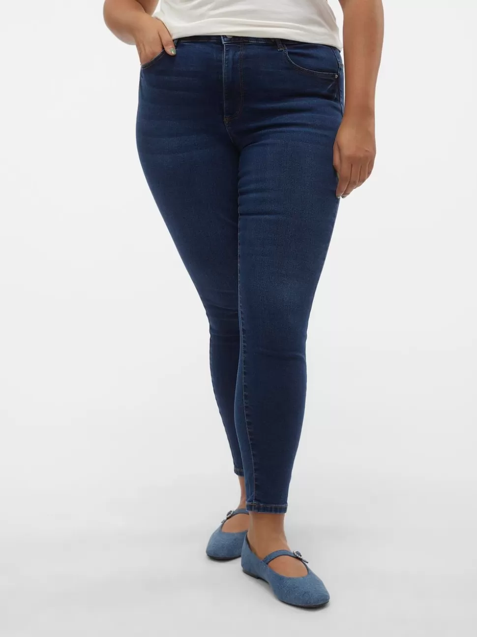 Jeans^VERO MODA VMSOPHIA Hög Midja Slim Fit Jeans Dark Blue Denim