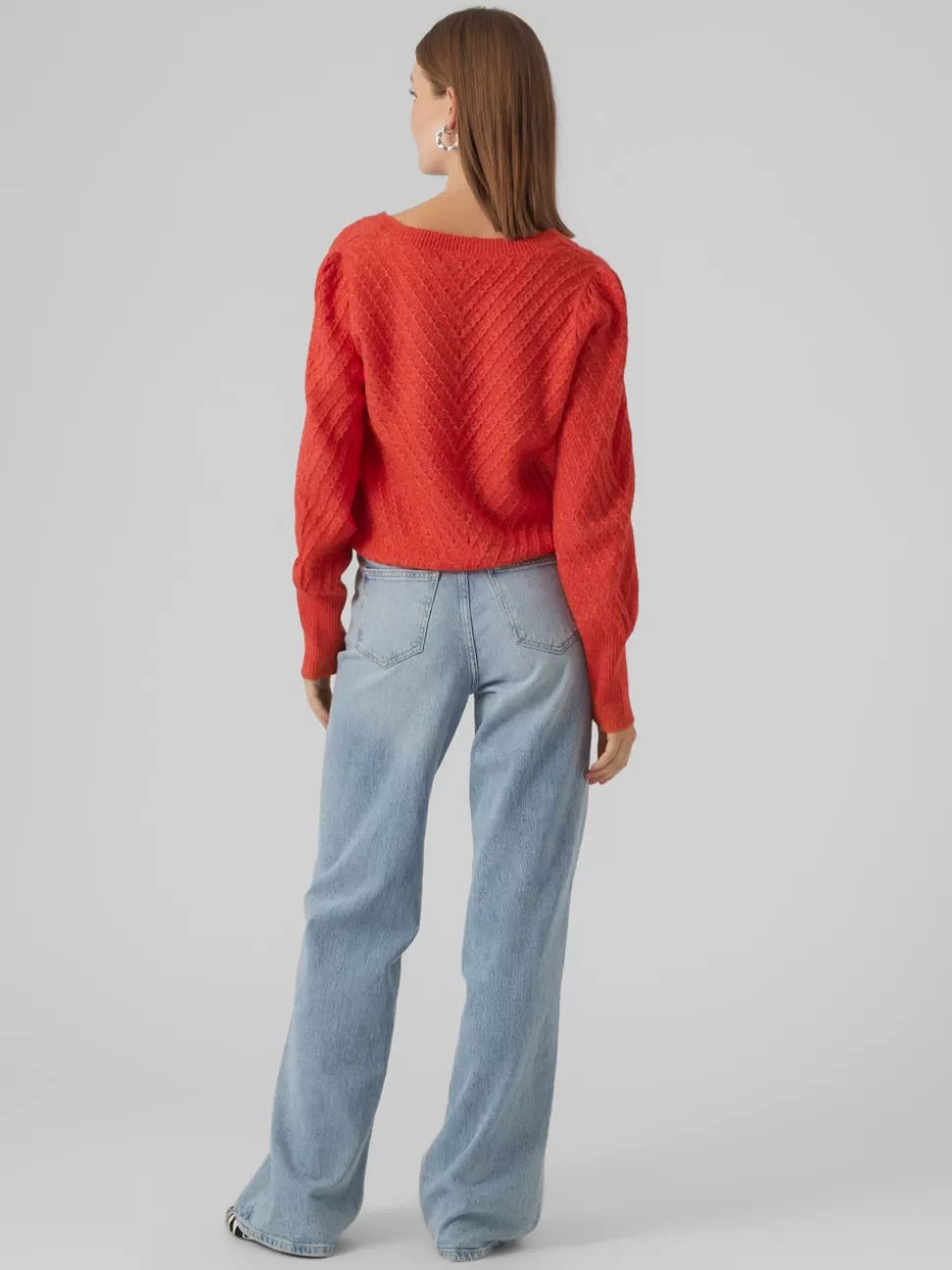 Stickat^VERO MODA VMSTINNA Pullover Tomato