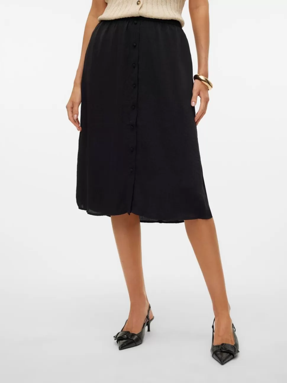 Kjolar^VERO MODA VMSUNNY Hög Midja Midikjol Black