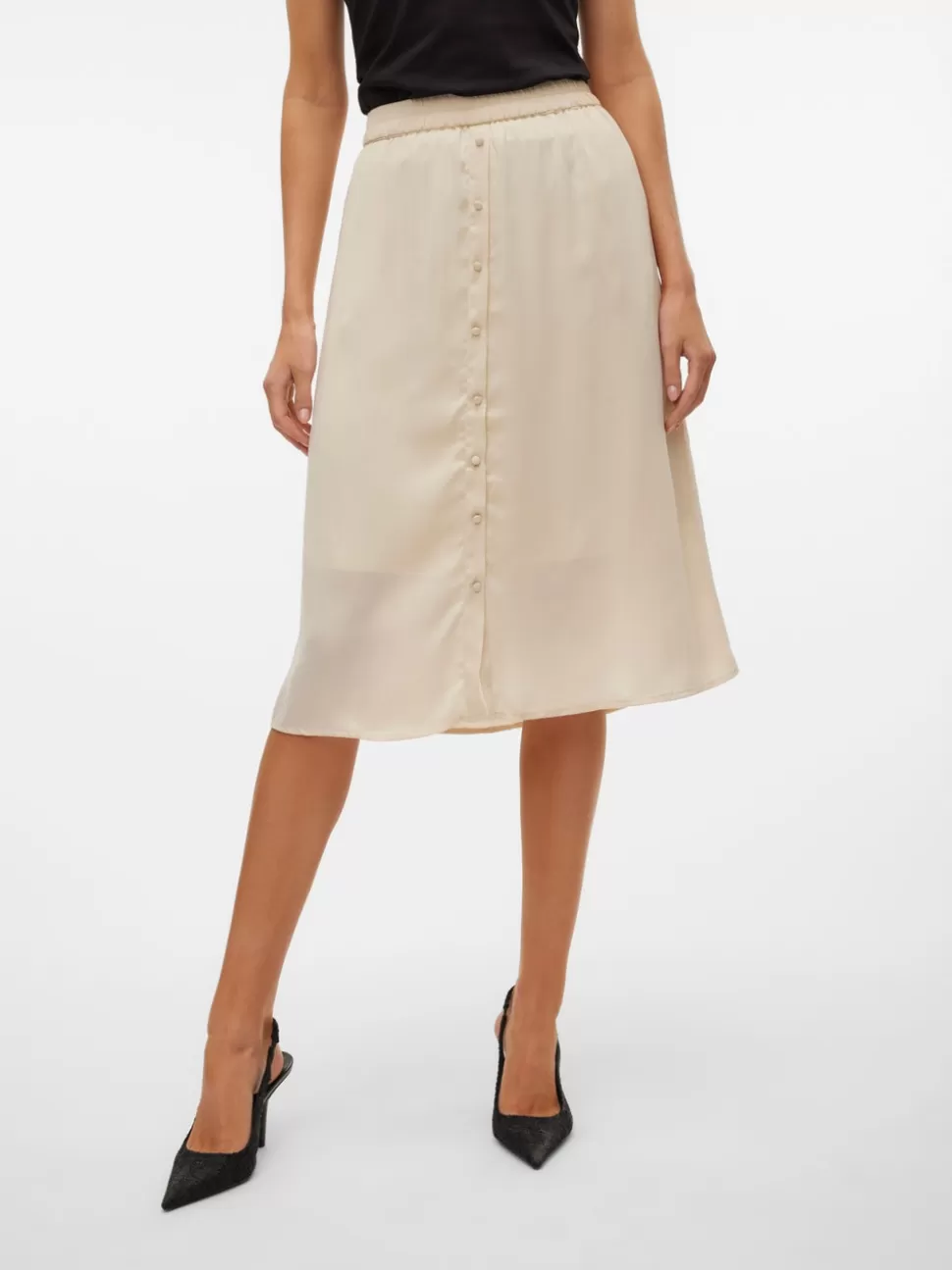 Kjolar^VERO MODA VMSUNNY Hög Midja Midikjol Oatmeal