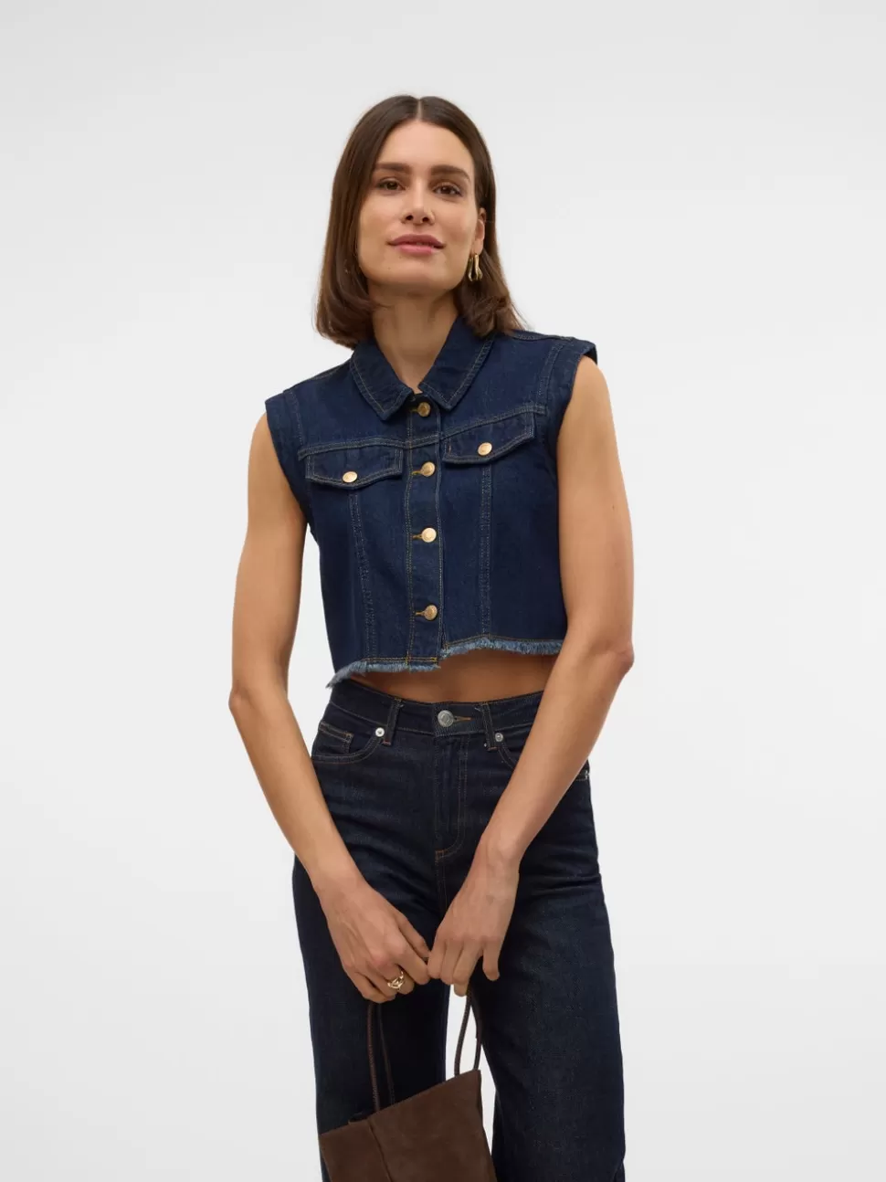 Jackor^VERO MODA VMTABITHA Jeansväst Dark Blue Denim