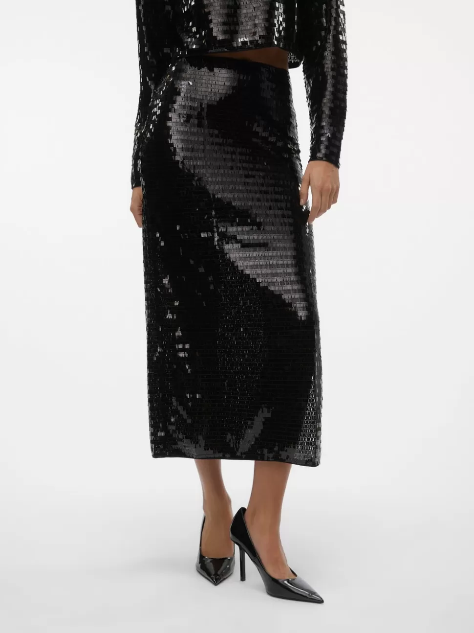 Kjolar^VERO MODA VMTAYA Hög Midja Lång Kjol Black