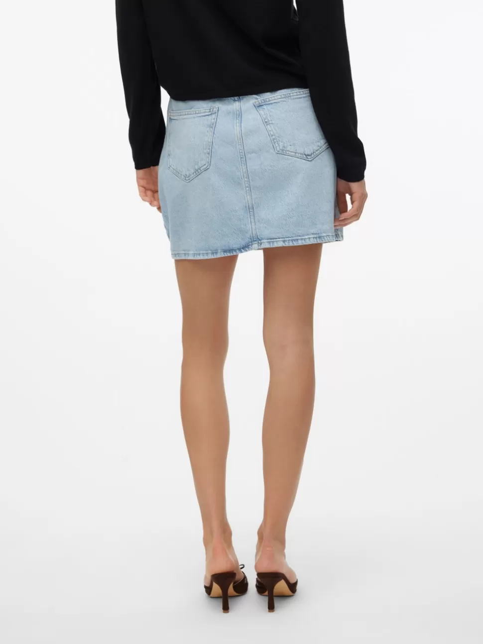 Kjolar^VERO MODA VMTESS Medelhög Midja Kort Kjol Light Blue Denim