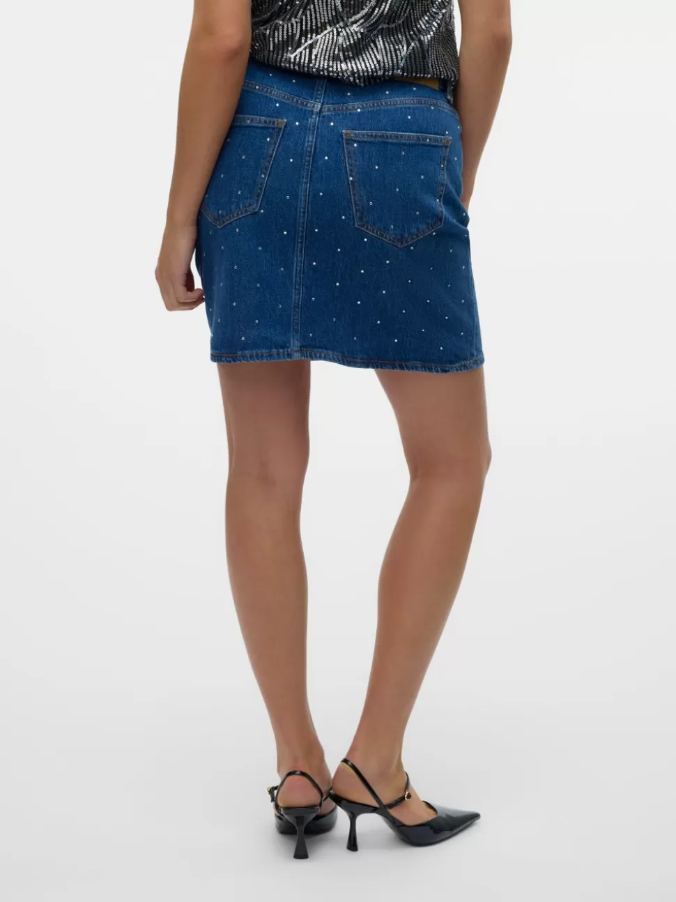 Festkläder | Kjolar^VERO MODA VMTESSA Hög Midja Kort Kjol Medium Blue Denim
