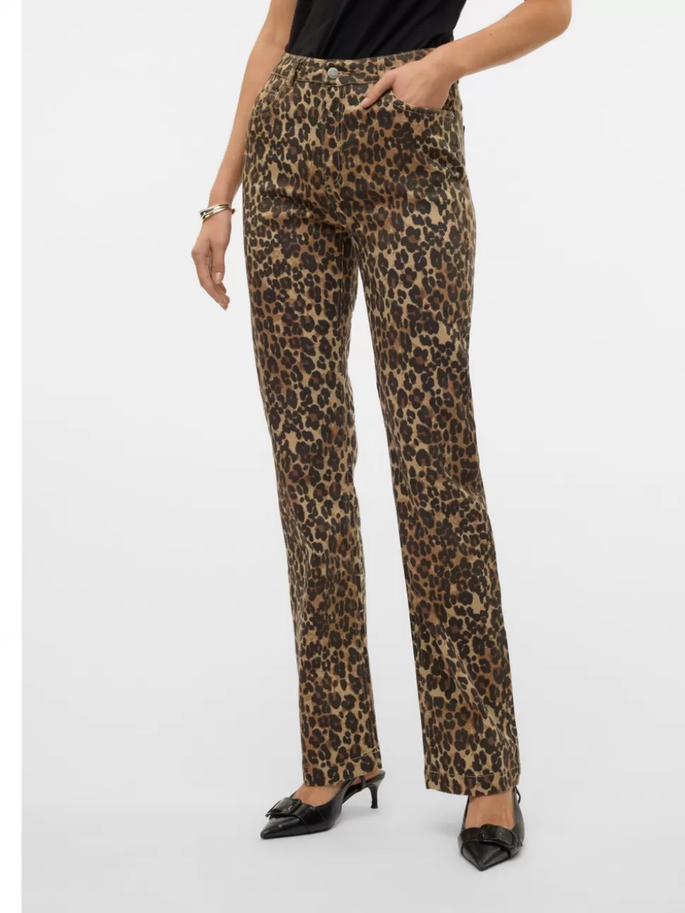 Jeans^VERO MODA VMTESSA Hög Midja Rak Passform Jeans Tigers Eye