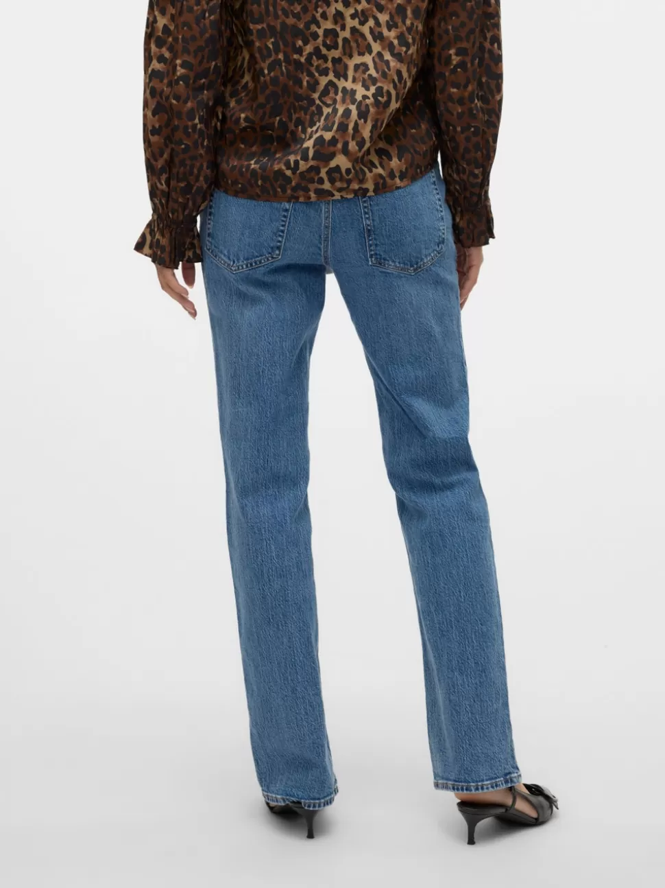 Jeans^VERO MODA VMTESSA Hög Midja Rak Passform Jeans Medium Blue Denim