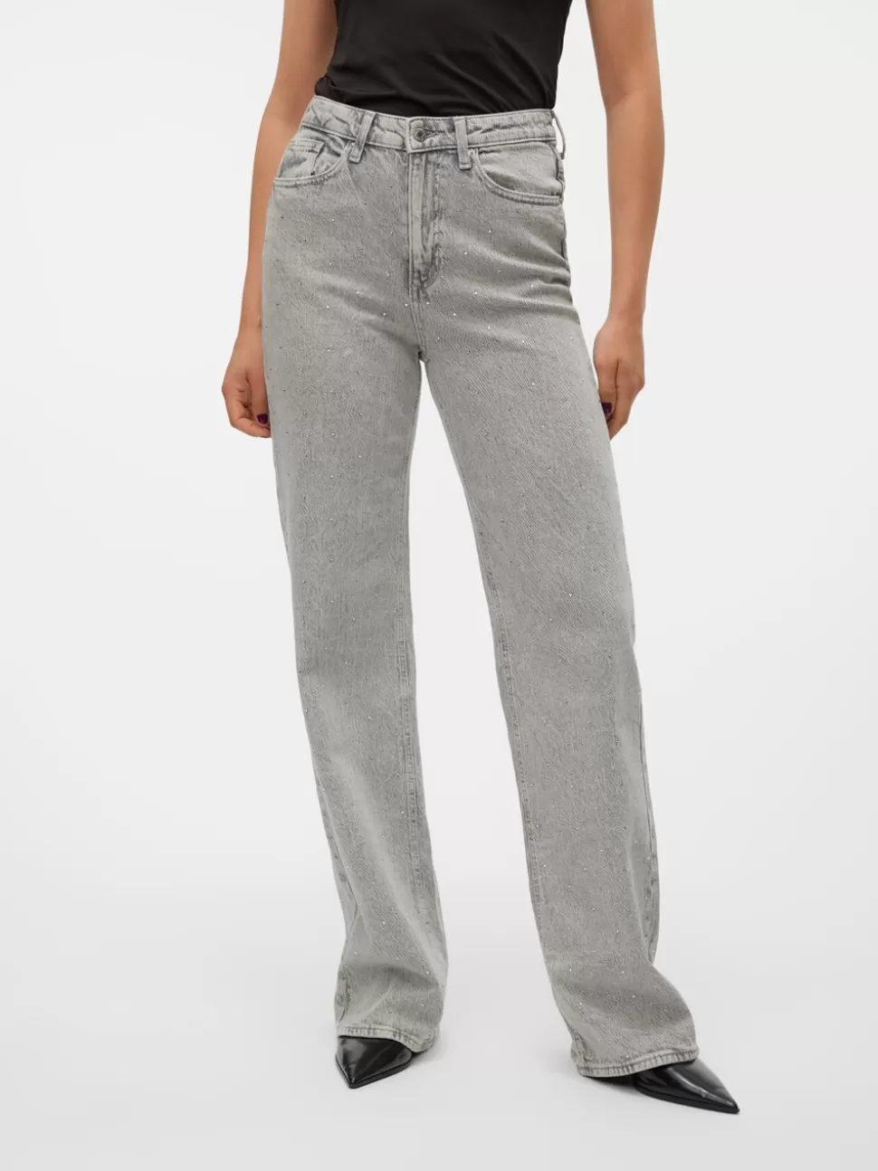 Jeans^VERO MODA VMTESSA Hög Midja Vid Passform Jeans Medium Grey Denim