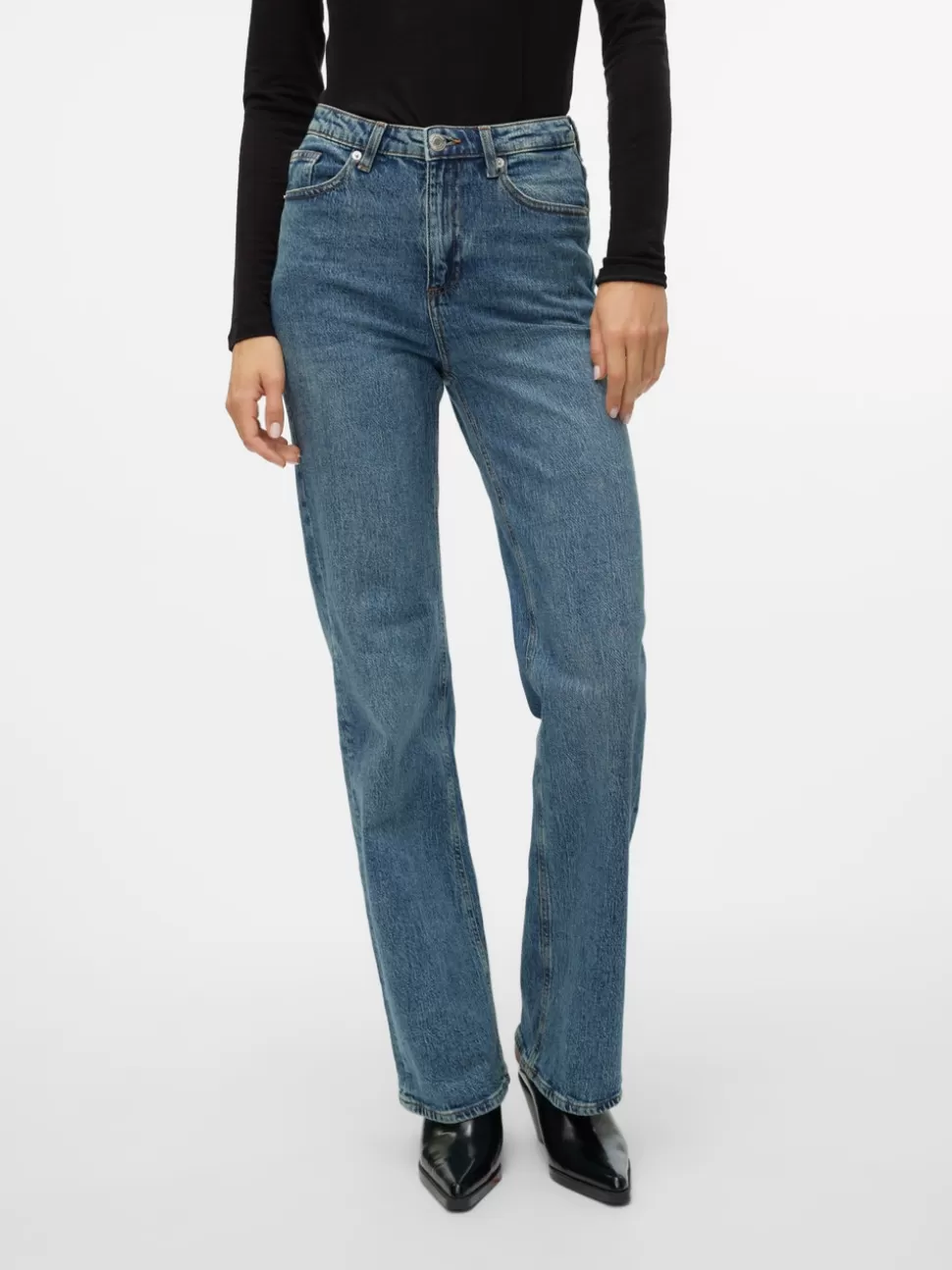 Jeans^VERO MODA VMTESSA Hög Midja Vid Passform Jeans Medium Blue Denim