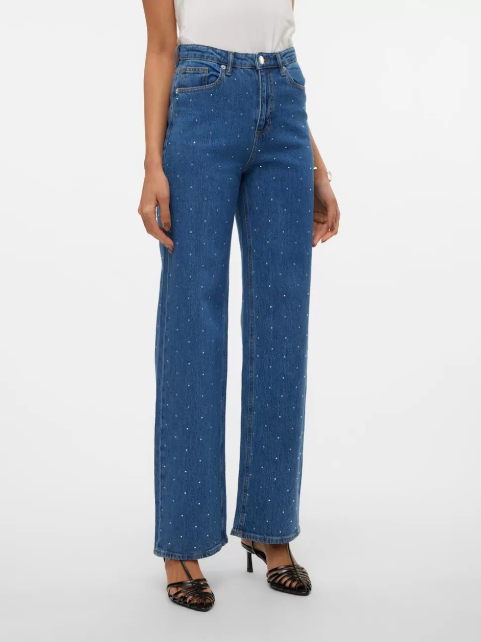 Jeans^VERO MODA VMTESSA Hög Midja Vid Passform Jeans Medium Blue Denim