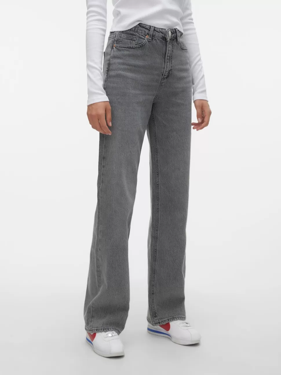 Jeans^VERO MODA VMTESSA Hög Midja Vid Passform Jeans Medium Grey Denim