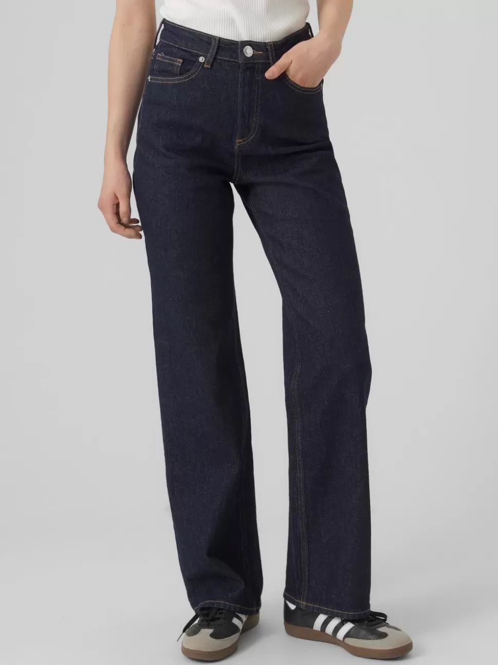 Jeans | Basics^VERO MODA VMTESSA Hög Midja Vid Passform Jeans Dark Blue Denim
