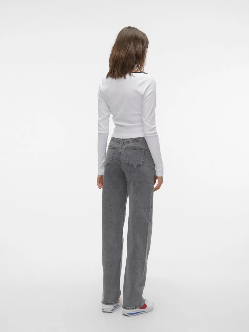 Jeans^VERO MODA VMTESSA Hög Midja Vid Passform Jeans Medium Grey Denim