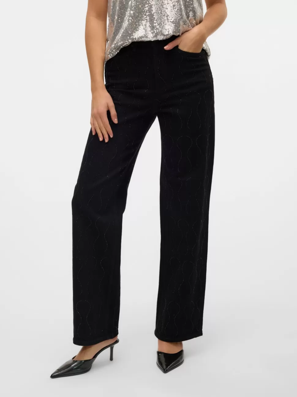 Jeans^VERO MODA VMTESSA Hög Midja Vida Ben Jeans Black Denim