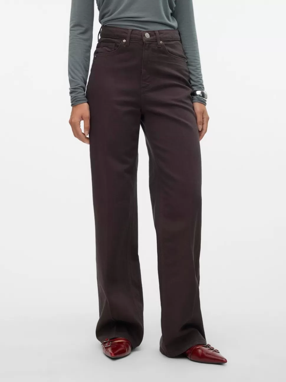 Jeans^VERO MODA VMTESSA Hög Midja Vida Ben Jeans Chocolate Torte